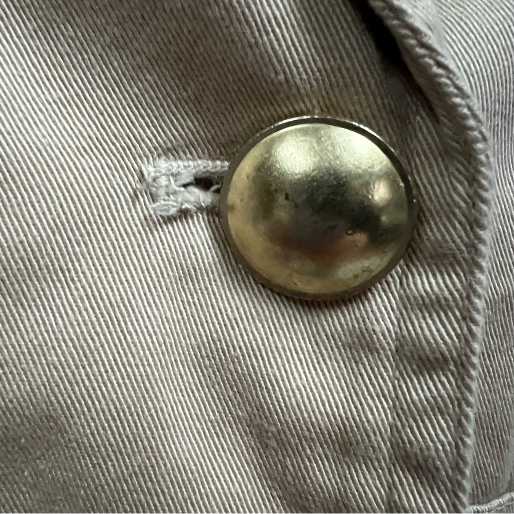 Women's Tan Jacket with Crochet Trim Size M Gold Buttons - Picture 15 of 16